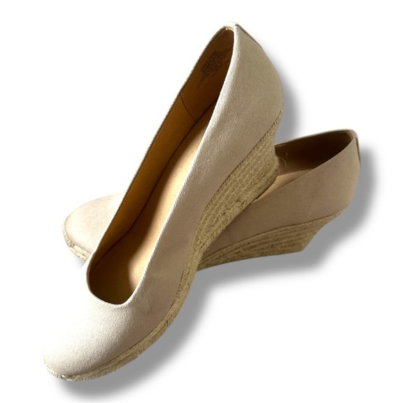 J. Crew Factory Beige Canvas Espadrille Wedge Shoes Women’s Size 12 NWOT Preppy - Picture 1 of 12